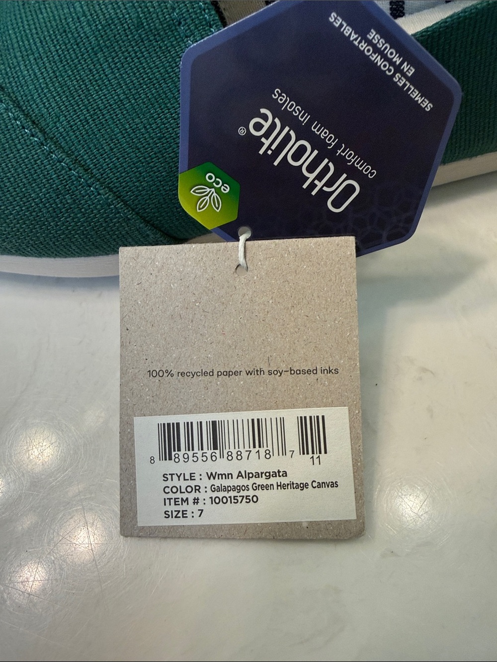 NWT TOMS Green Canvas Alpargata Slip-Ons - Picture 5 of 6